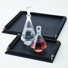 Global Views 9.91383 - Wrapped Handle Tray-Black Leather-Sm